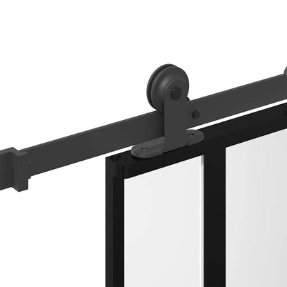 Schuifdeur met beslag 76x205 cm gehard glas en aluminium