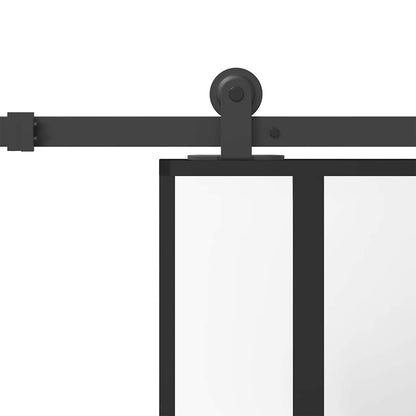 Schuifdeur met beslag 76x205 cm gehard glas en aluminium