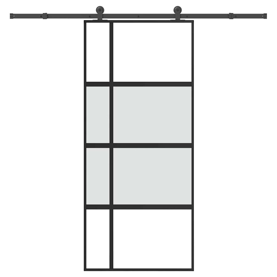 Schuifdeur met beslag 90x205 cm gehard glas en aluminium