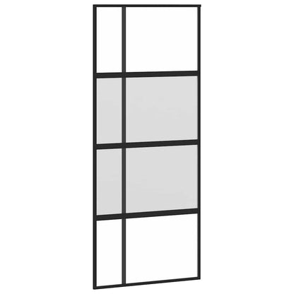 Schuifdeur met beslag 90x205 cm gehard glas en aluminium