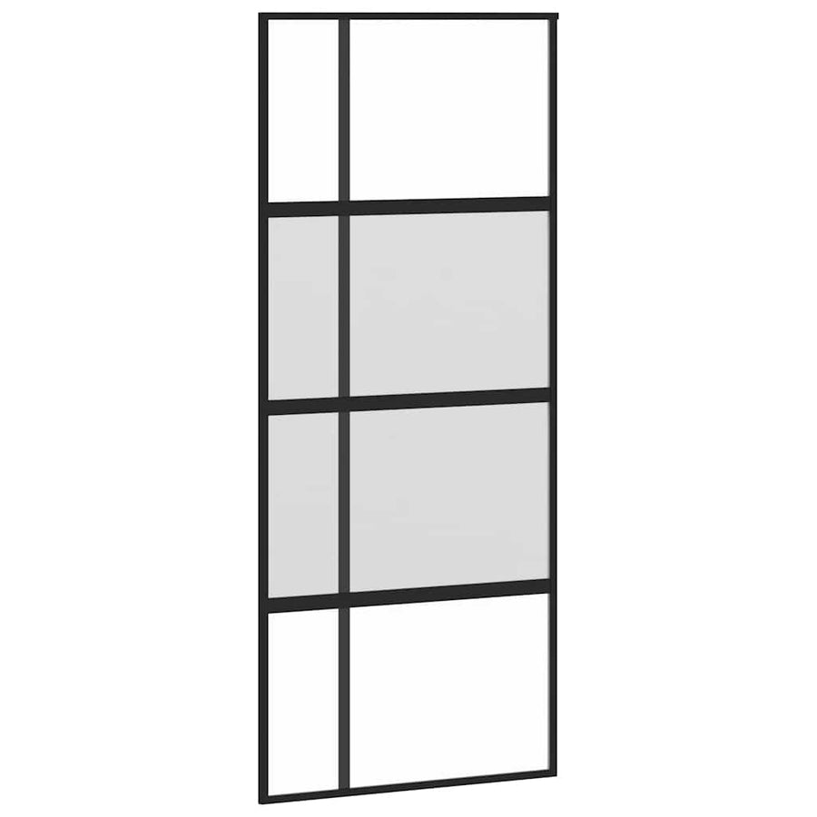 Schuifdeur met beslag 90x205 cm gehard glas en aluminium