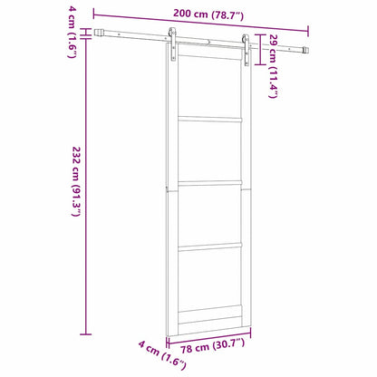 Schuifdeur Bruin 78 x 232 cm Massief grenenhout