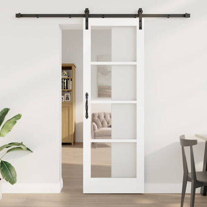 Schuifdeur ORKDAL Wit 73,5 x 211 cm Massief grenenhout en glas