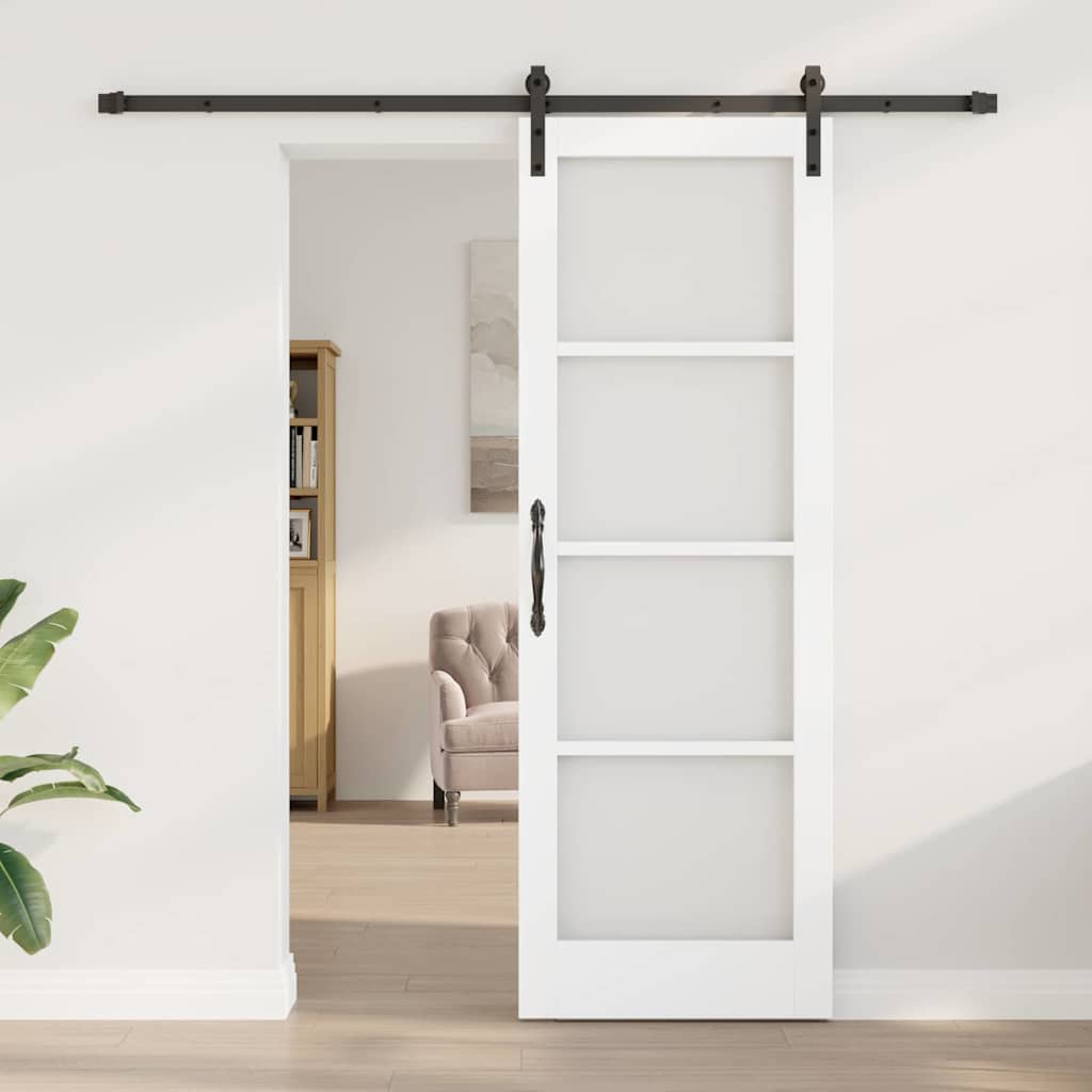Schuifdeur ORKDAL Wit 73,5 x 211 cm Massief grenenhout en glas