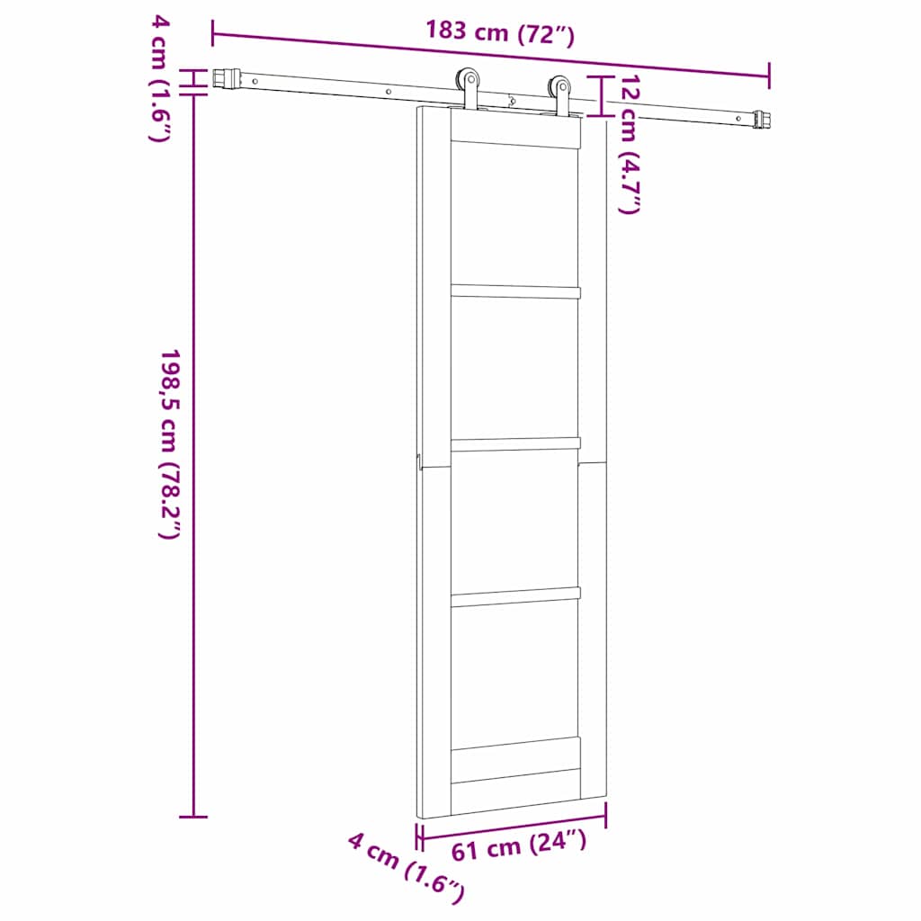 Schuifdeur Orkdal Hout En Metaal Wit 61 x 198,5 cm