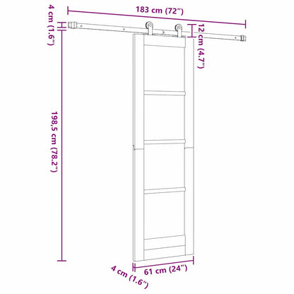 Schuifdeur Orkdal Hout En Metaal Wit 61 x 198,5 cm