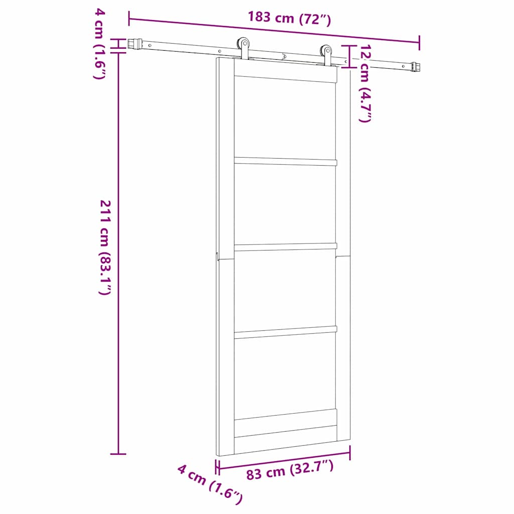 Schuifdeur Orkdal Hout En Metaal Wit 83 x 211 cm