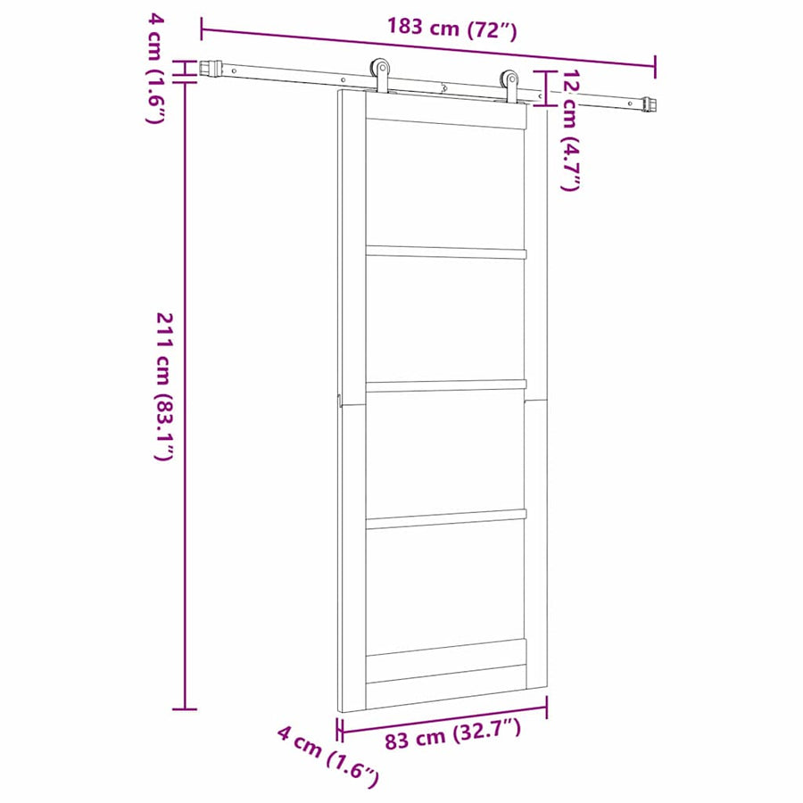 Schuifdeur Orkdal Hout En Metaal Wit 83 x 211 cm