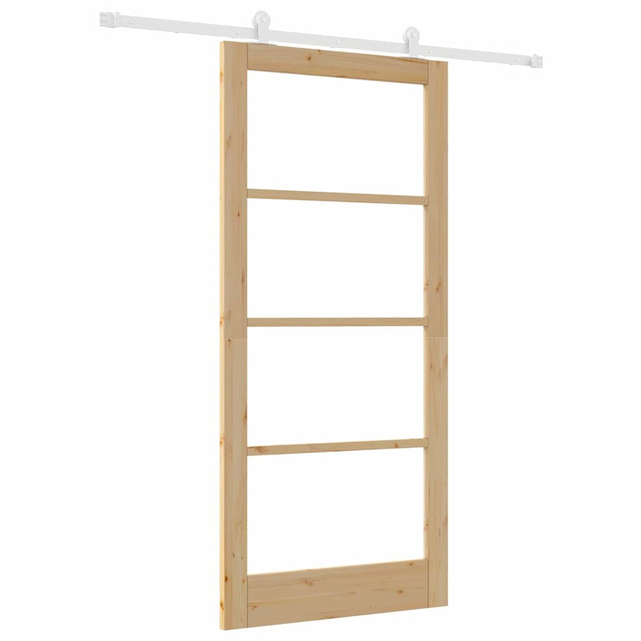 Schuifdeur Orkdal Bruin Hout En Metaal Natuurlijk En Wit 93 x 202 cm