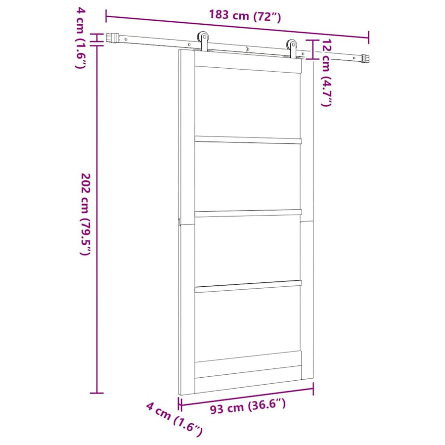 Schuifdeur Orkdal Hout En Metaal Wit 93 x 202 cm