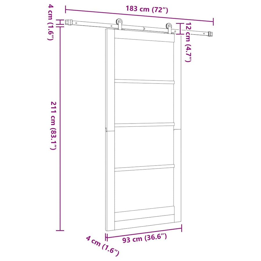 Schuifdeur Orkdal Bruin Hout En Metaal 93 x 211 cm