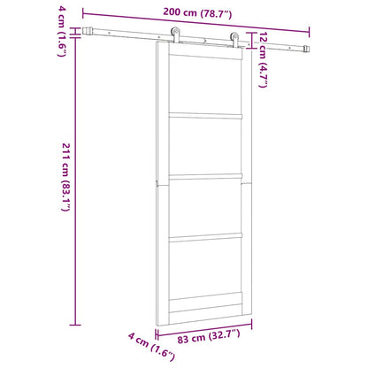 Schuifdeur Orkdal Hout En Metaal Wit 83 x 211 cm