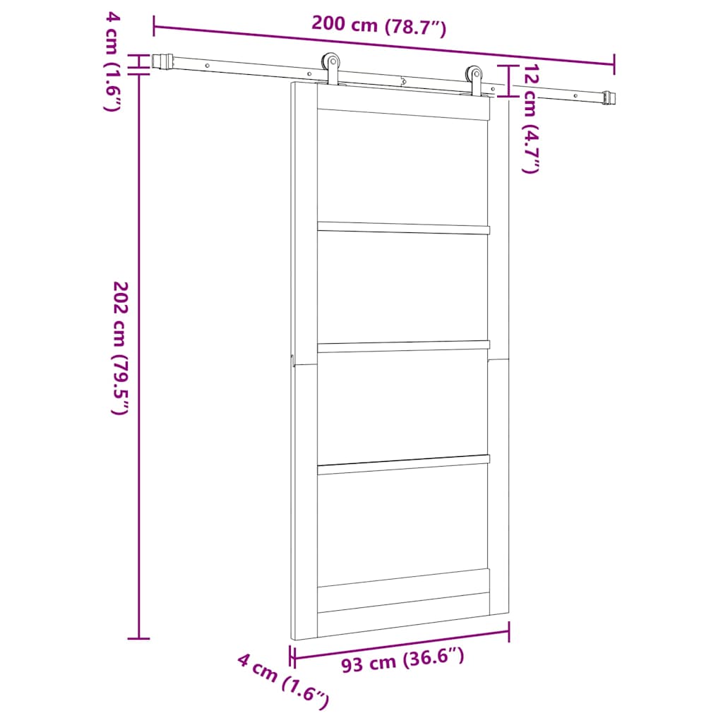 Schuifdeur Orkdal Hout En Metaal Wit 93 x 202 cm
