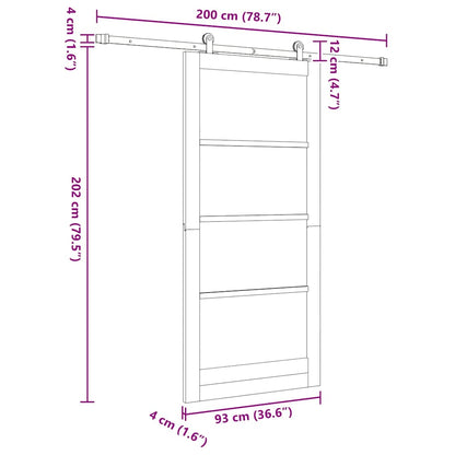 Schuifdeur Orkdal Hout En Metaal Wit 93 x 202 cm