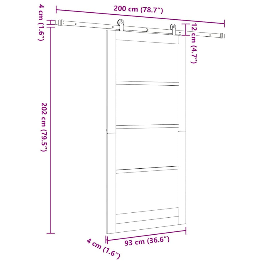 Schuifdeur Orkdal Hout En Metaal Wit 93 x 202 cm