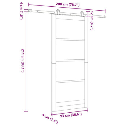 Schuifdeur Orkdal Hout En Metaal Wit 93 x 211 cm