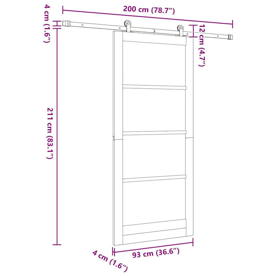 Schuifdeur Orkdal Hout En Metaal Wit 93 x 211 cm