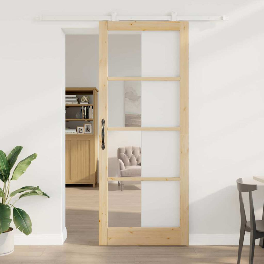 Schuifdeur Orkdal Bruin Hout En Metaal Natuurlijk En Wit 93 x 232 cm