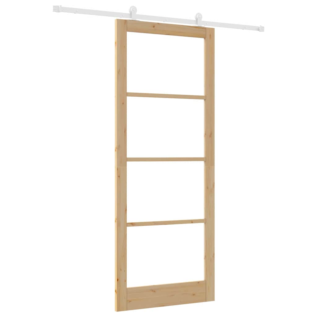 Schuifdeur Orkdal Bruin Hout En Metaal Natuurlijk En Wit 93 x 232 cm
