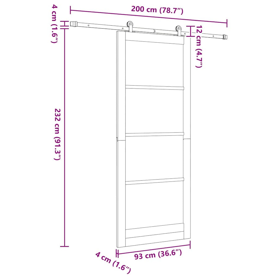 Schuifdeur Orkdal Bruin Hout En Metaal Natuurlijk En Wit 93 x 232 cm