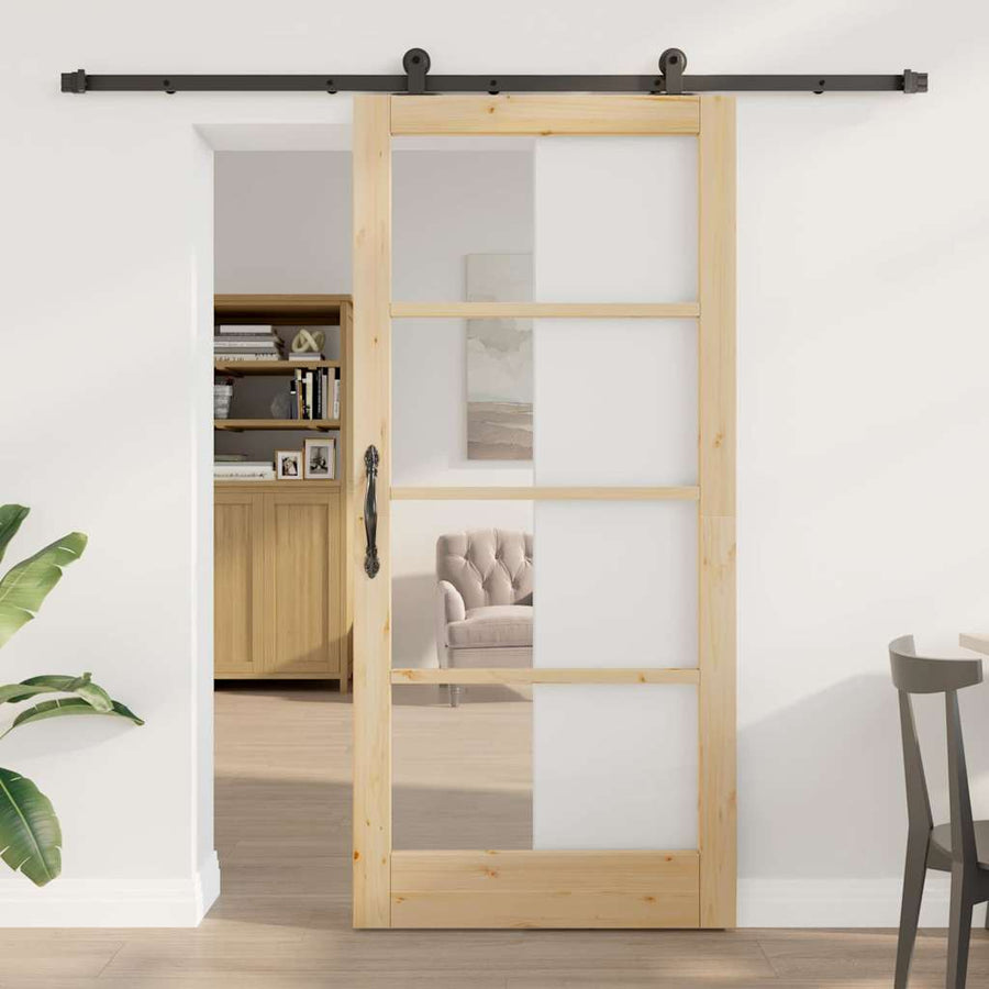 Schuifdeur Orkdal Bruin Hout En Metaal 93 x 202 cm