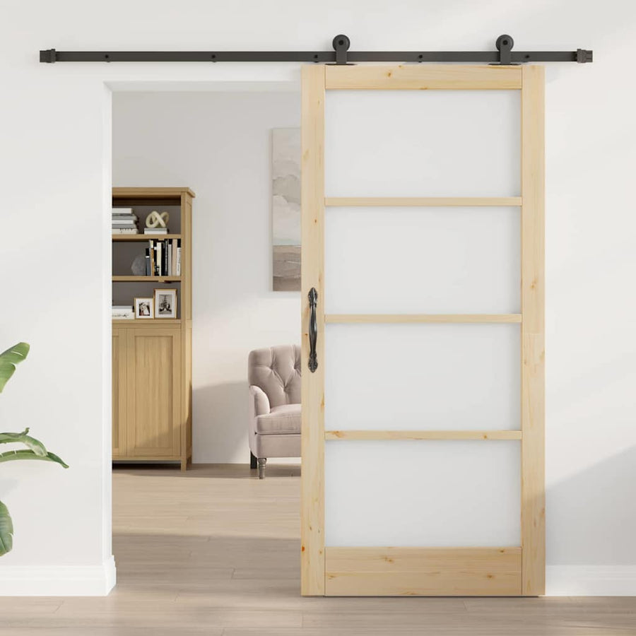 Schuifdeur Orkdal Bruin Hout En Metaal 93 x 202 cm
