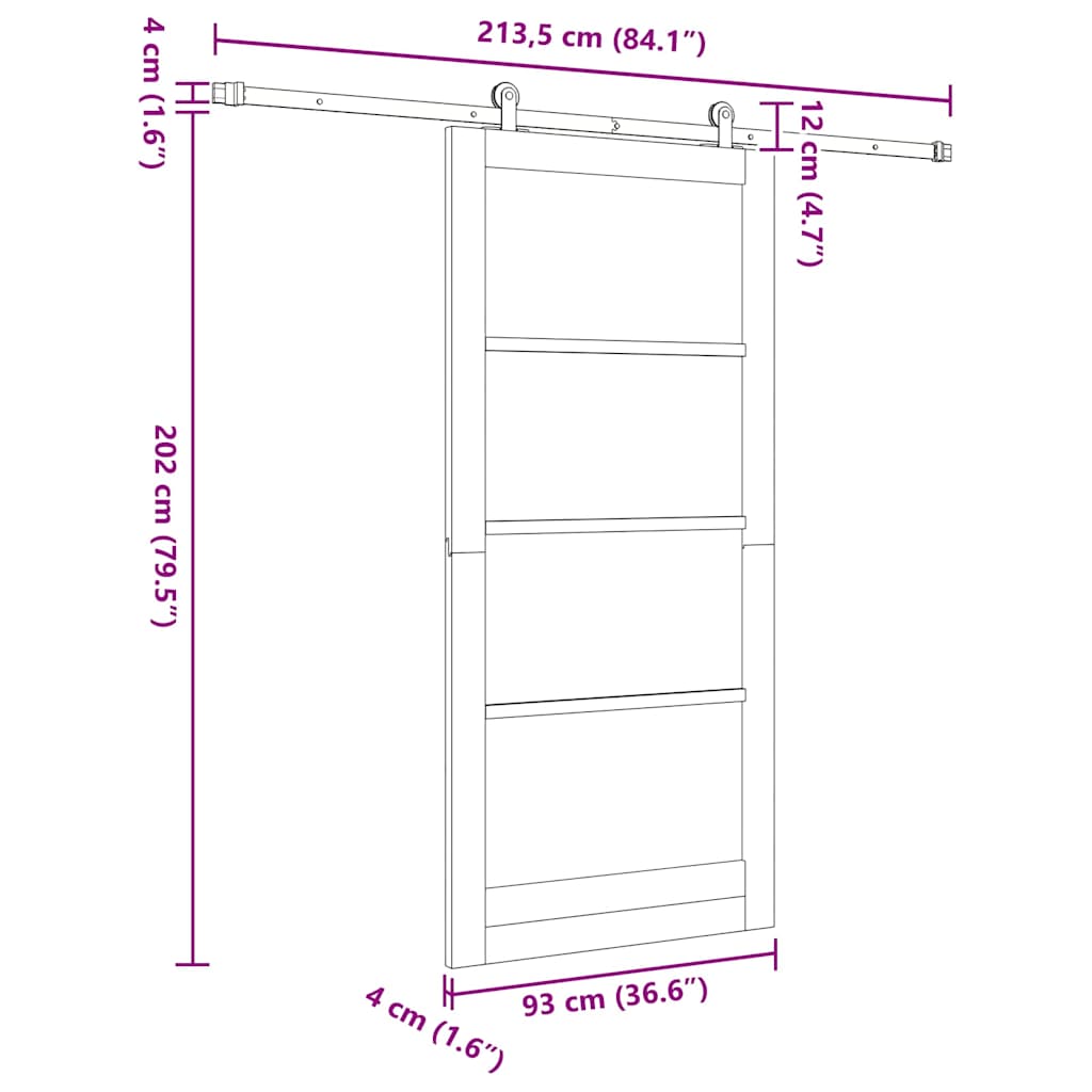 Schuifdeur Orkdal Hout En Metaal 93 x 202 cm