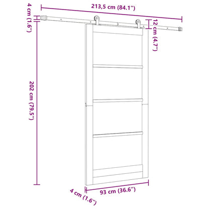 Schuifdeur Orkdal Hout En Metaal 93 x 202 cm
