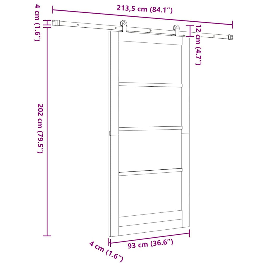 Schuifdeur Orkdal Hout En Metaal 93 x 202 cm