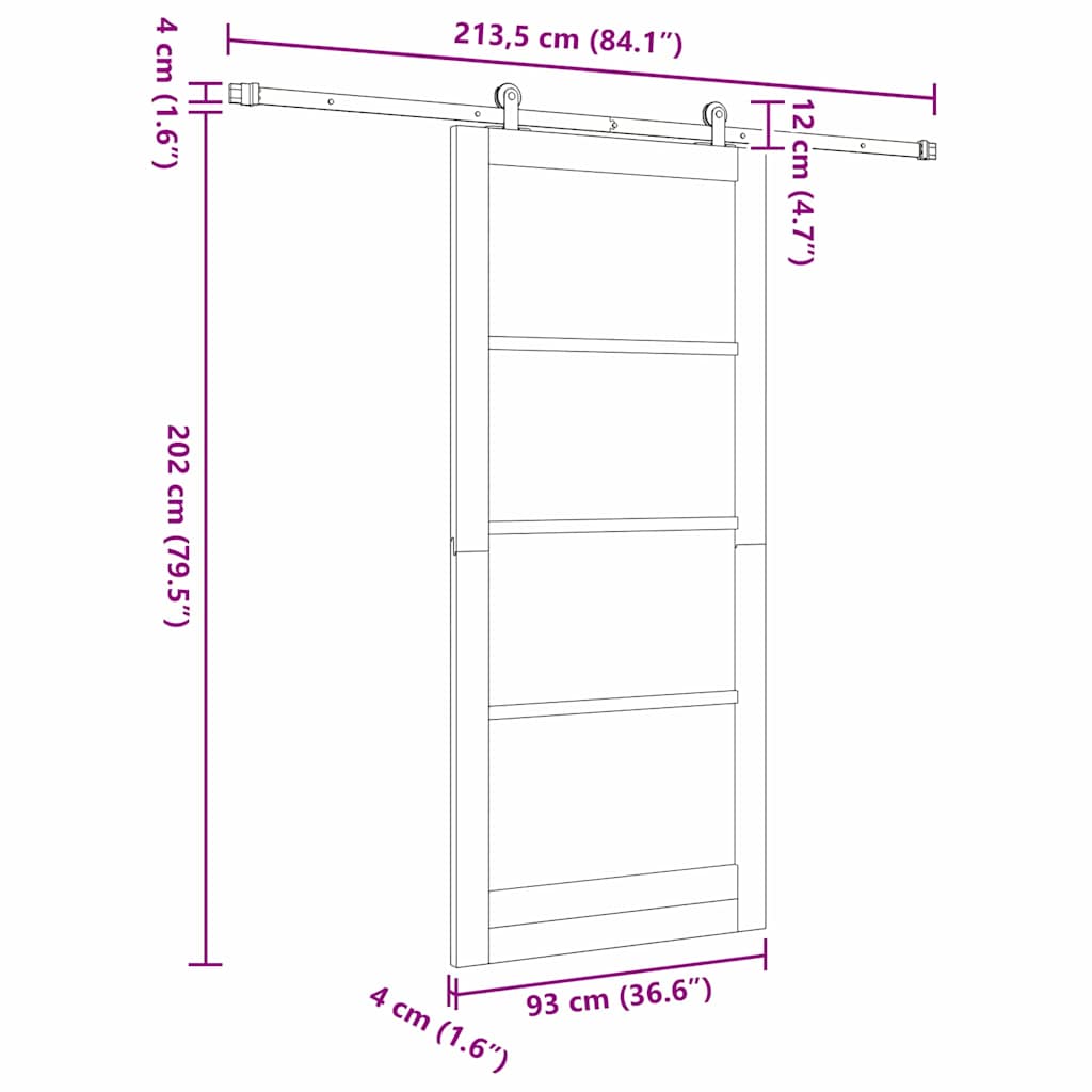 Schuifdeur Orkdal Hout En Metaal 93 x 211 cm