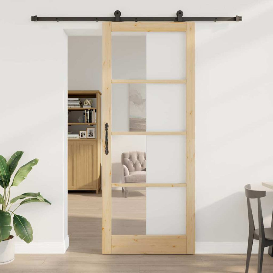 Schuifdeur Orkdal Bruin Hout En Metaal 93 x 232 cm