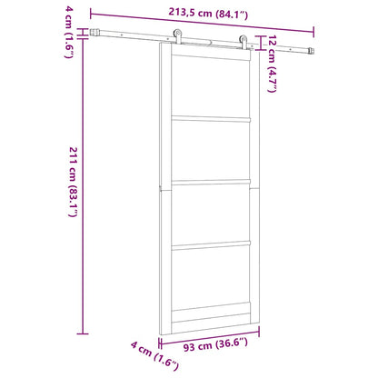 Schuifdeur Orkdal Bruin Hout En Metaal 93 x 232 cm