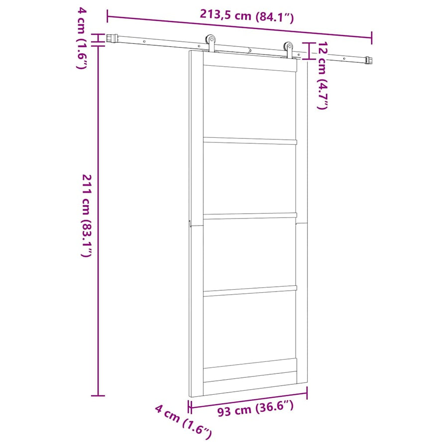 Schuifdeur Orkdal Bruin Hout En Metaal 93 x 232 cm