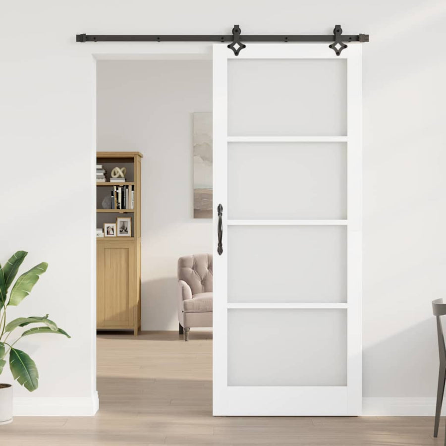 Schuifdeur Orkdal Hout En Metaal Wit En Zwart 93 x 232 cm