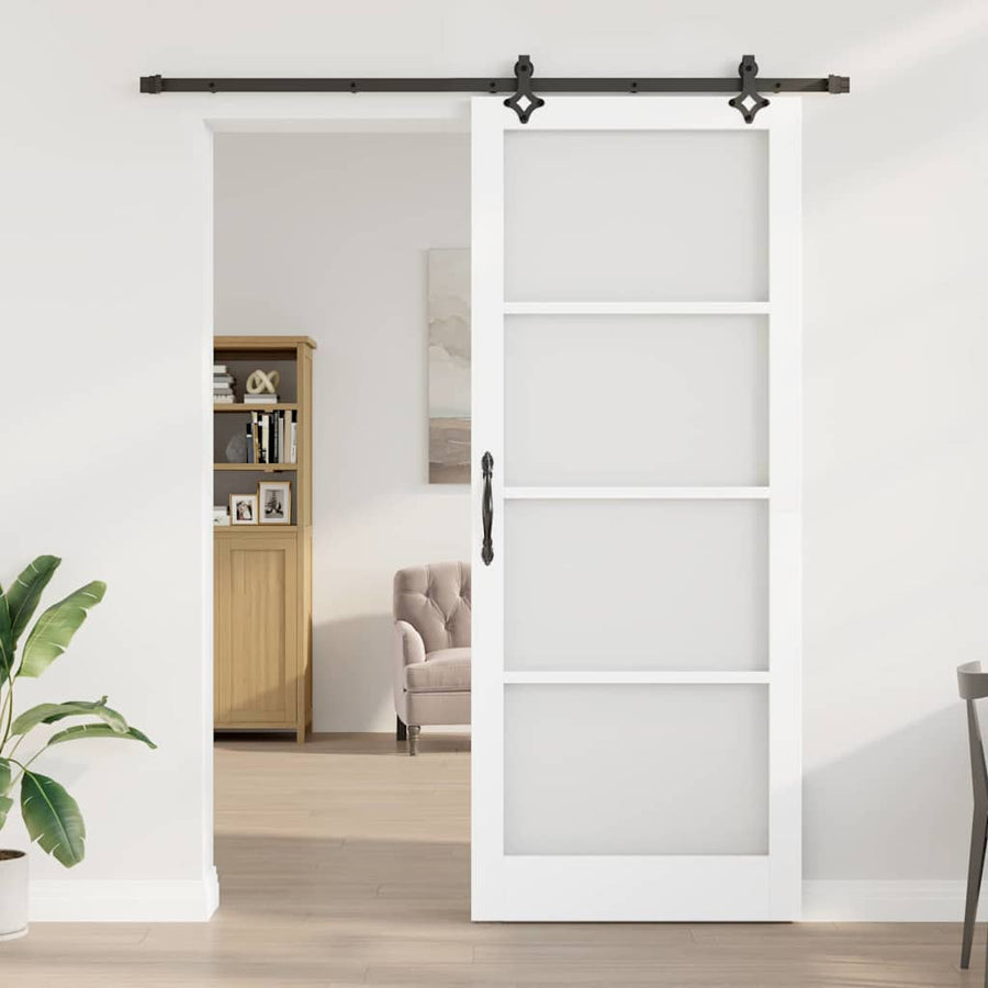 Schuifdeur Orkdal Hout En Metaal Wit En Zwart 93 x 232 cm