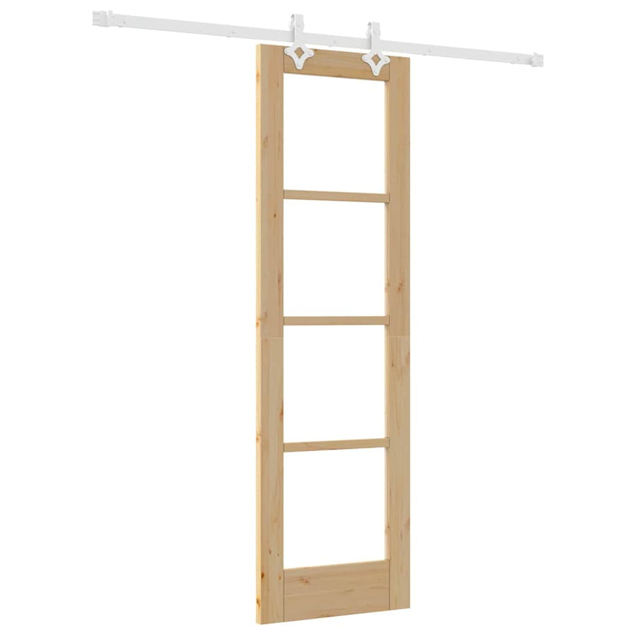 Schuifdeur Naturel 61 X 198,5 Cm Massief Grenenhout En Glas