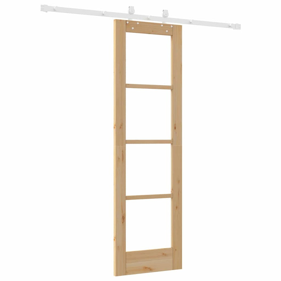 Schuifdeur Naturel 61 X 198,5 Cm Massief Grenenhout En Glas