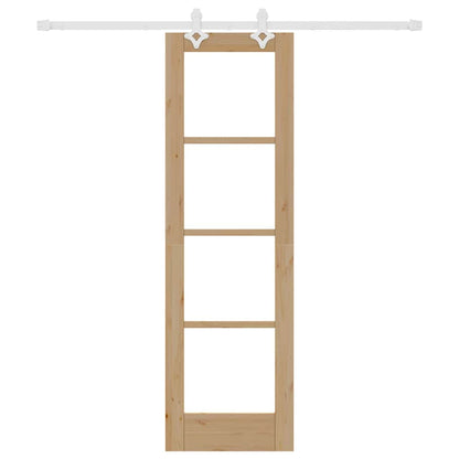 Schuifdeur Naturel 61 X 198,5 Cm Massief Grenenhout En Glas