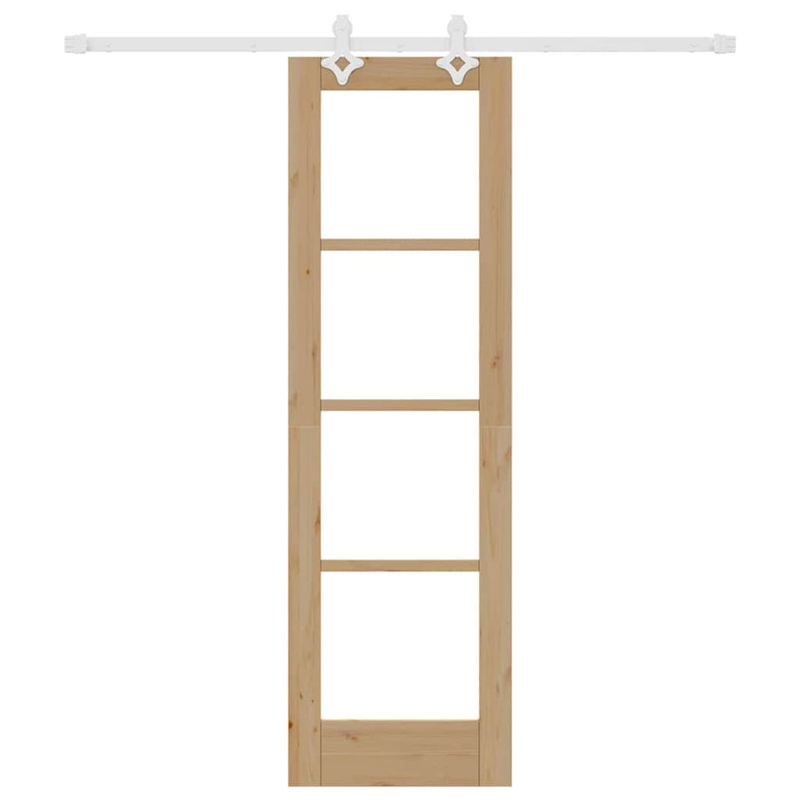 Schuifdeur Naturel 61 X 198,5 Cm Massief Grenenhout En Glas