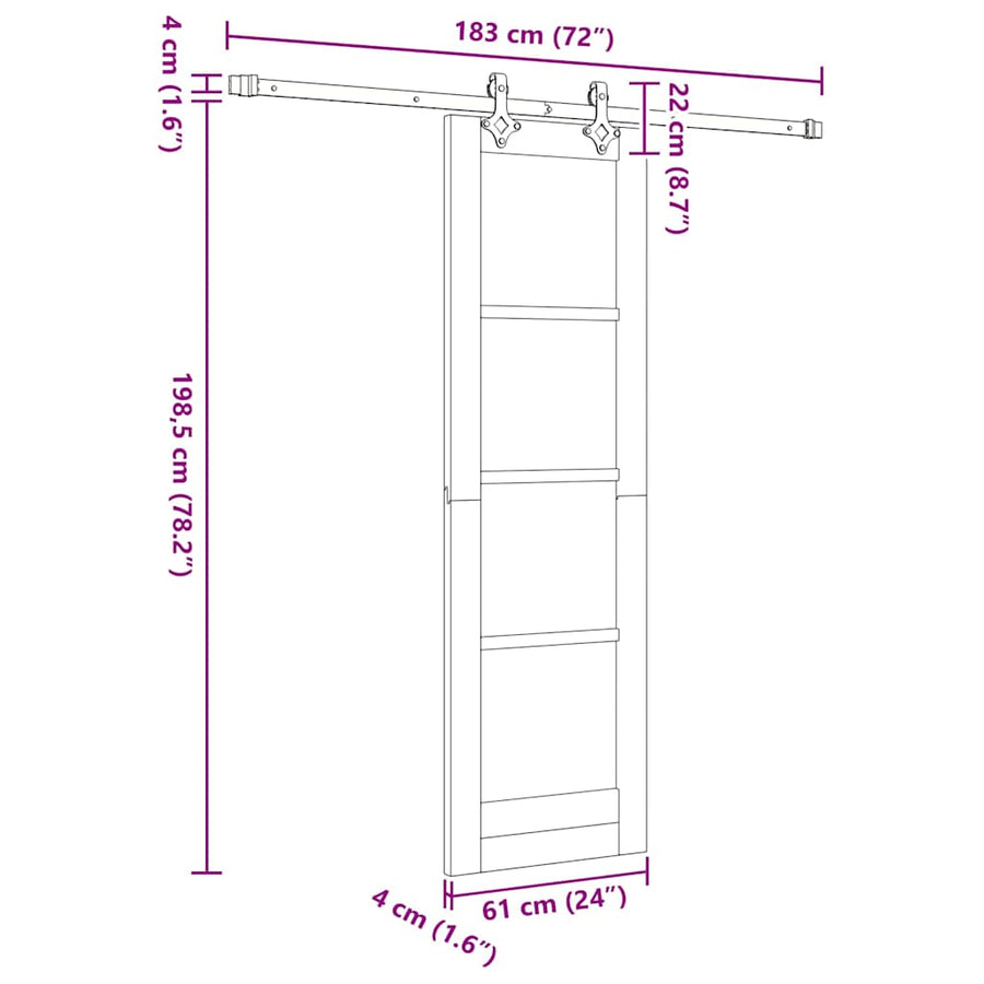 Schuifdeur Naturel 61 X 198,5 Cm Massief Grenenhout En Glas