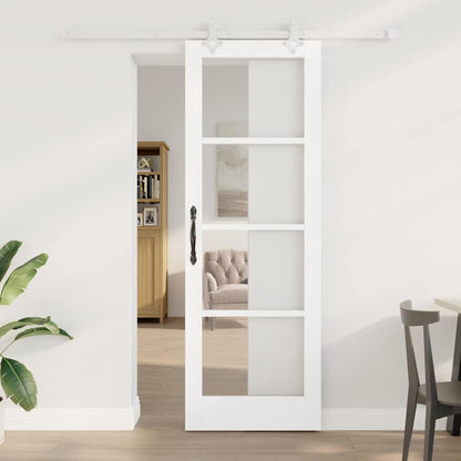 Schuifdeur Wit 73,5 x 211 cm Massief grenenhout en glas