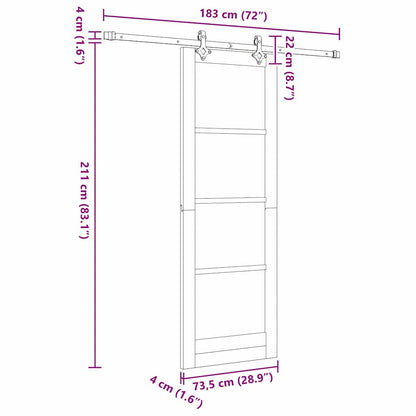 Schuifdeur Wit 73,5 x 211 cm Massief grenenhout en glas