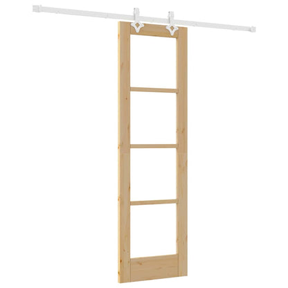 Schuifdeur Naturel 61 X 198,5 Cm Massief Grenenhout En Glas