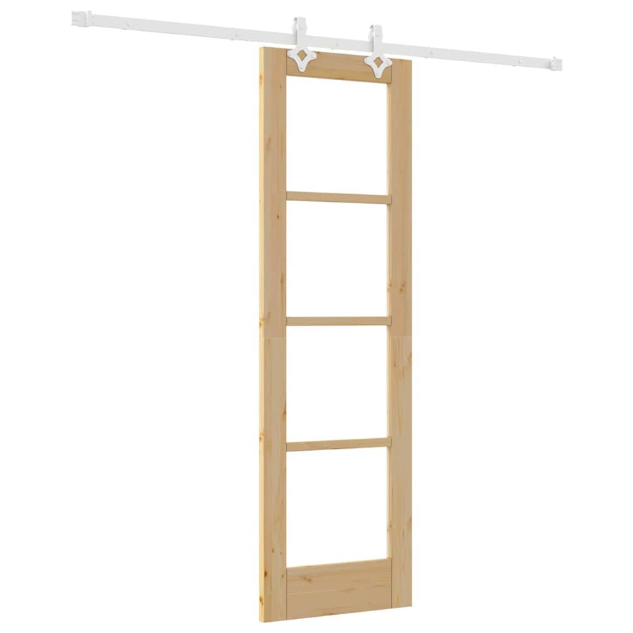 Schuifdeur Naturel 61 X 198,5 Cm Massief Grenenhout En Glas