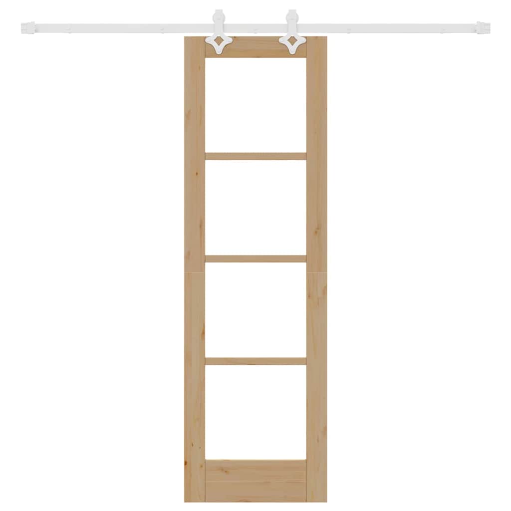 Schuifdeur Naturel 61 X 198,5 Cm Massief Grenenhout En Glas