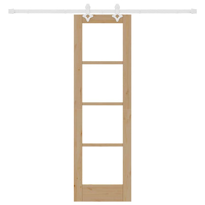 Schuifdeur Naturel 61 X 198,5 Cm Massief Grenenhout En Glas