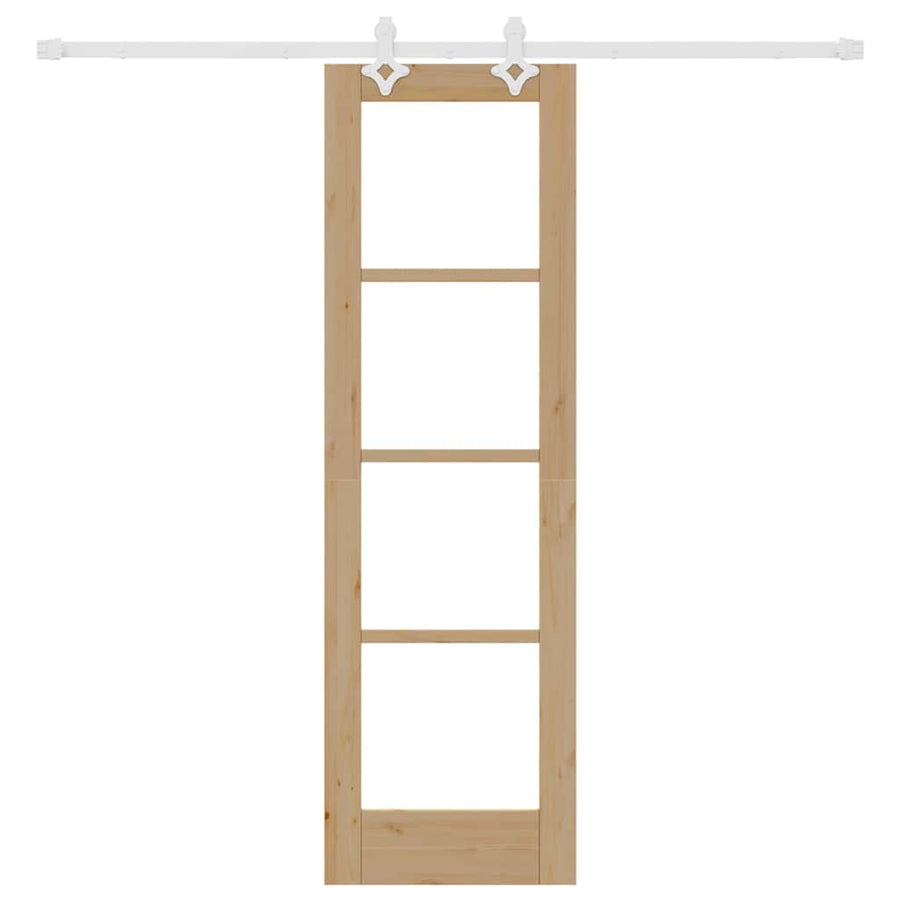 Schuifdeur Naturel 61 X 198,5 Cm Massief Grenenhout En Glas