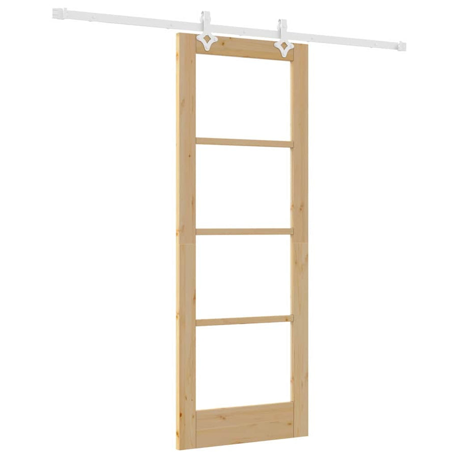 Schuifdeur Naturel 73,5 X 198,5 Cm Massief Grenenhout En Glas