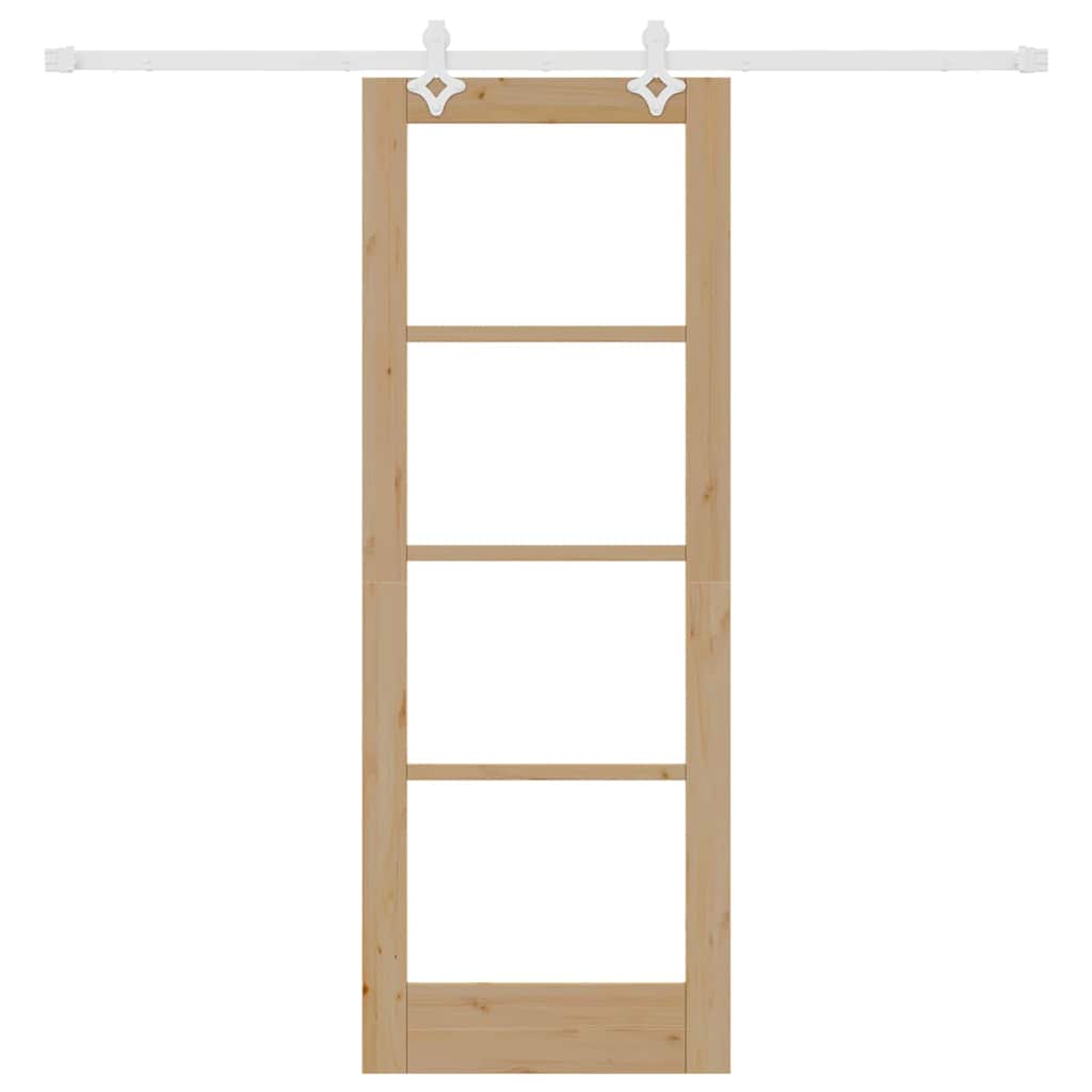 Schuifdeur Naturel 73,5 X 198,5 Cm Massief Grenenhout En Glas