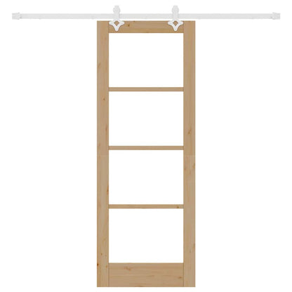 Schuifdeur Naturel 73,5 X 198,5 Cm Massief Grenenhout En Glas